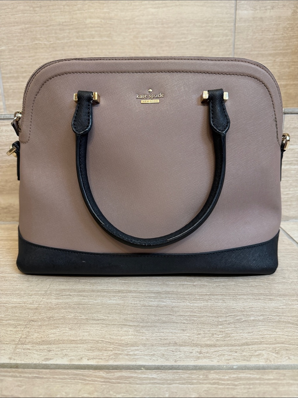 kate spade Taupe and Black Dome Satchel